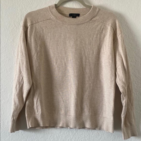 J. Crew Sweaters - J. Crew Tan Crewneck Sweater with Ribbed Detailing